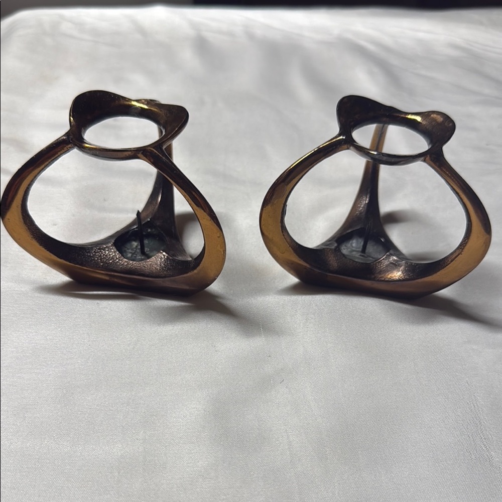 Abstract Bronze Candle Holders
